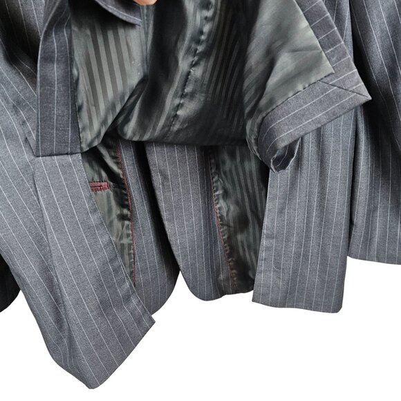 Giani Franco Mens 44R Suit Jacket Dk Gray Vertical Pin Striped Super Fine Yarn - Picture 16 of 16